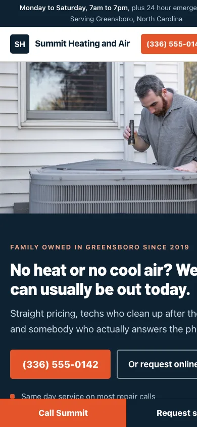 Summit Heating and Air mobile home page