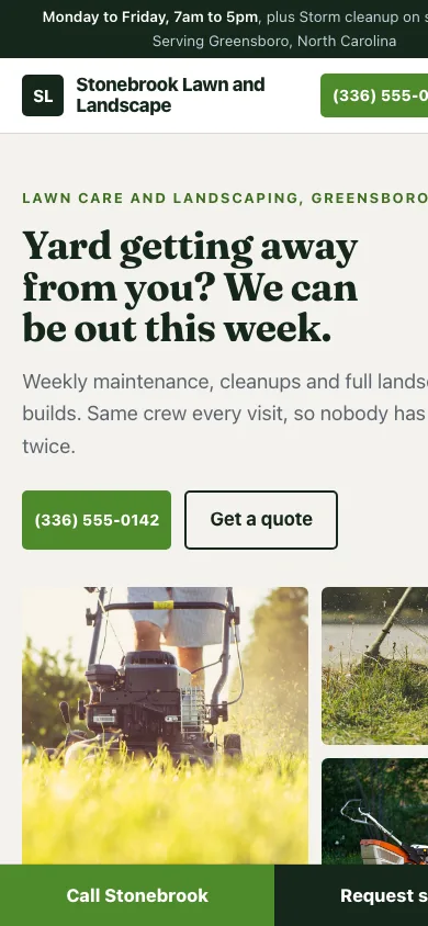 Stonebrook Lawn and Landscape mobile home page